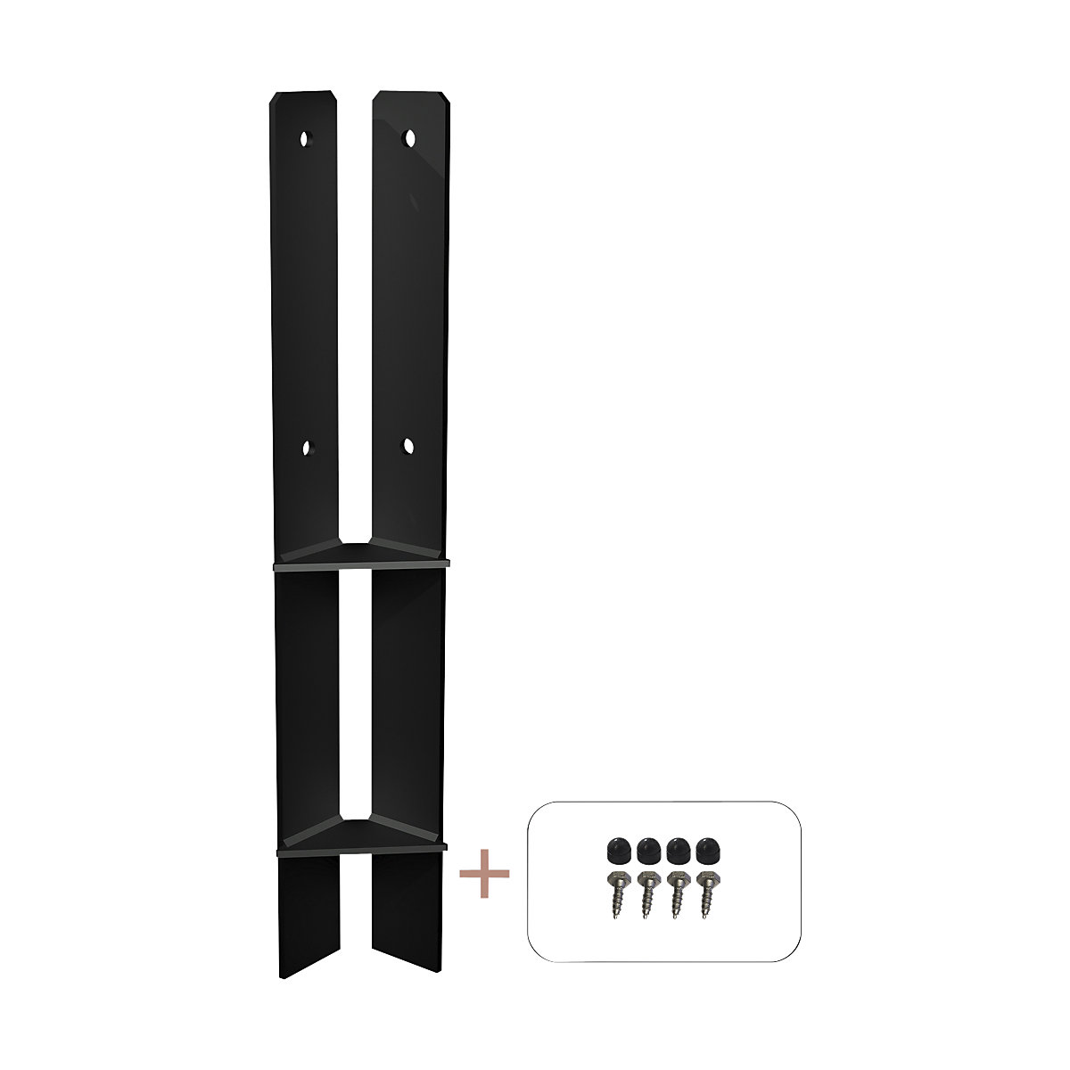 Bază de colț pentru stâlp, î. x lăț. x ad. 600 x 60 x 60 mm, negru-0