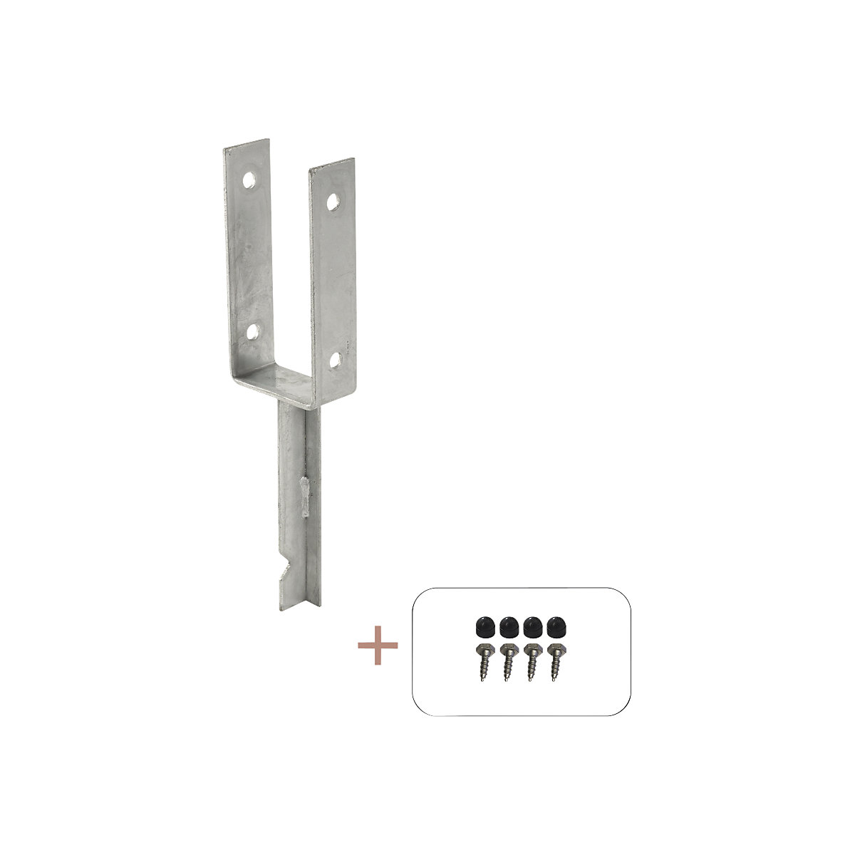 Bază pentru stâlp în U, î. x lăț. x ad. 400 x 91 x 50 mm, argintiu-0