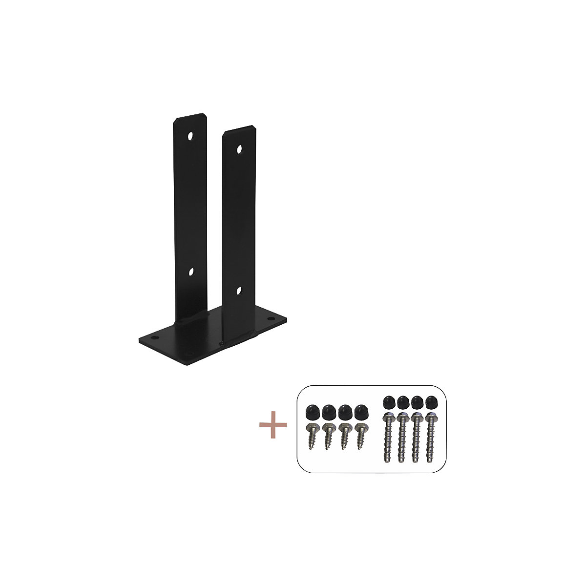 Bază pentru stâlp în U, î. x lăț. x ad. 300 x 103 x 200 mm, negru-0