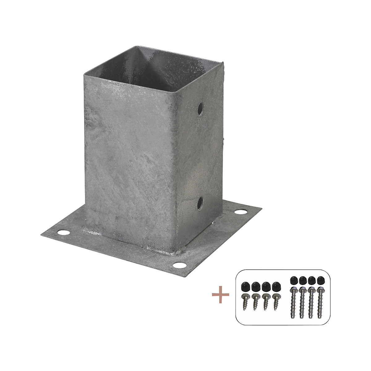Bază pentru stâlp Cubic, î. x lăț. x ad. 150 x 150 x 150 mm, argintiu-0