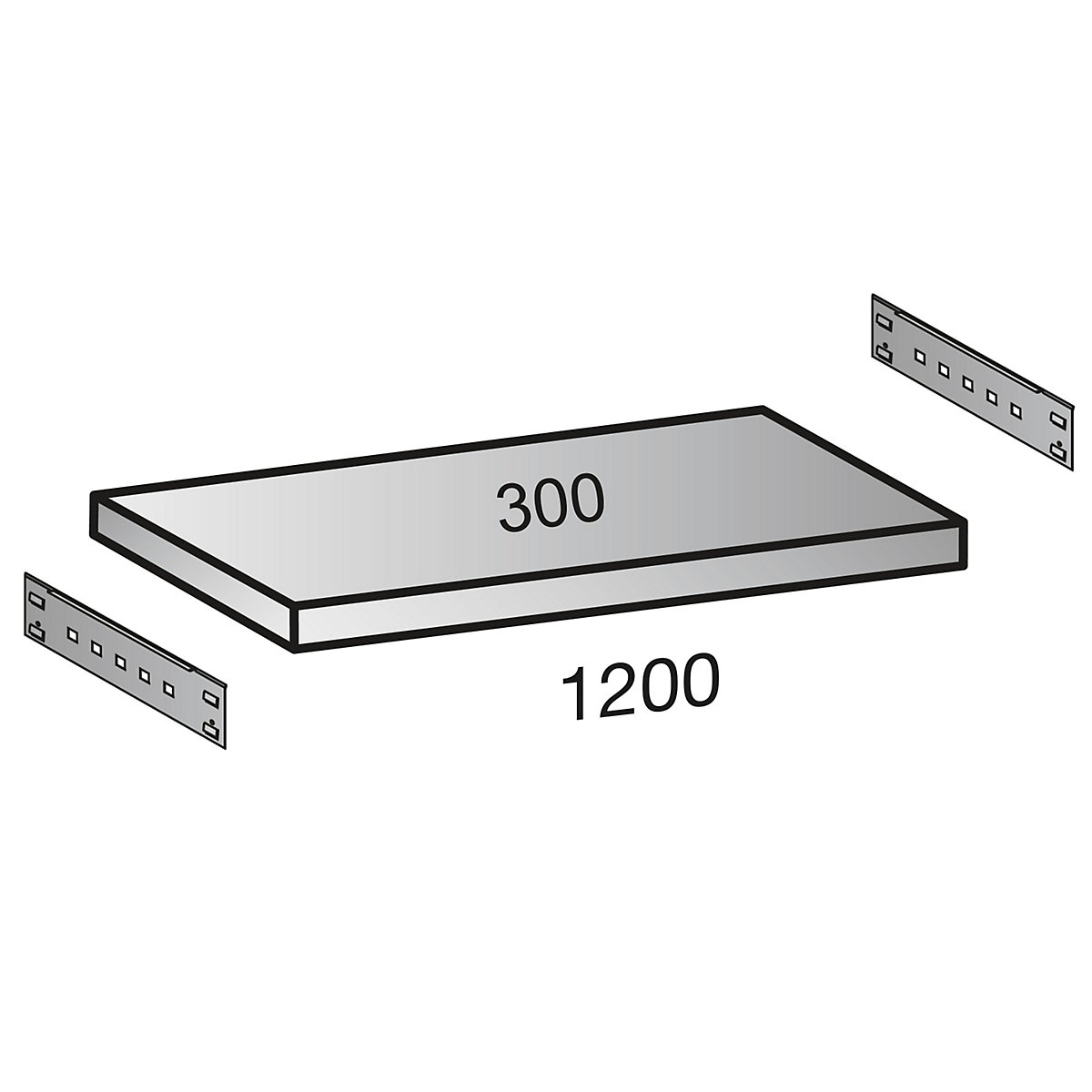Poliță pentru raft cu inserare industrial, lățime poliță 1200 mm, adâncime 300 mm-0