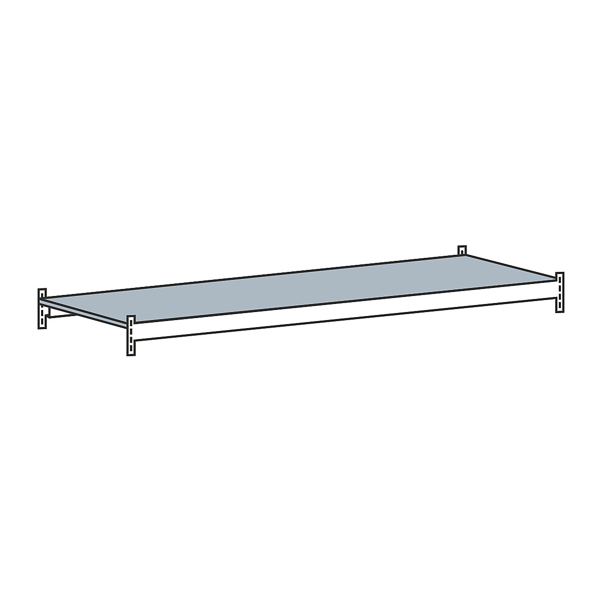 Poliță suplimentară cu panou din oțel – SCHULTE, deschidere 1500 mm, adâncime 800 mm-0
