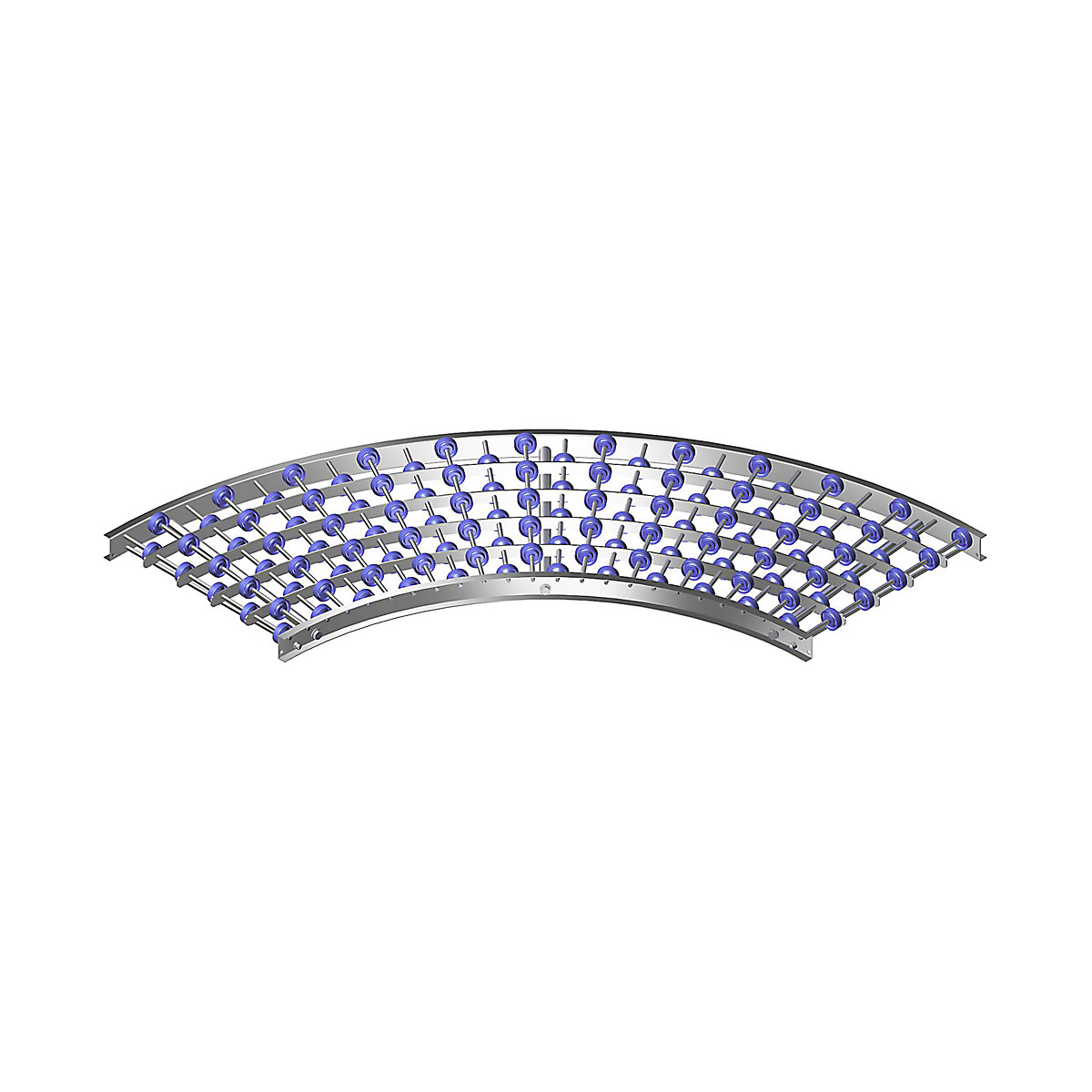 Curbă 90° – Gura, cadru din aluminiu, role mici din plastic, lățime cale 500 mm, distanță între axe 75 mm-0