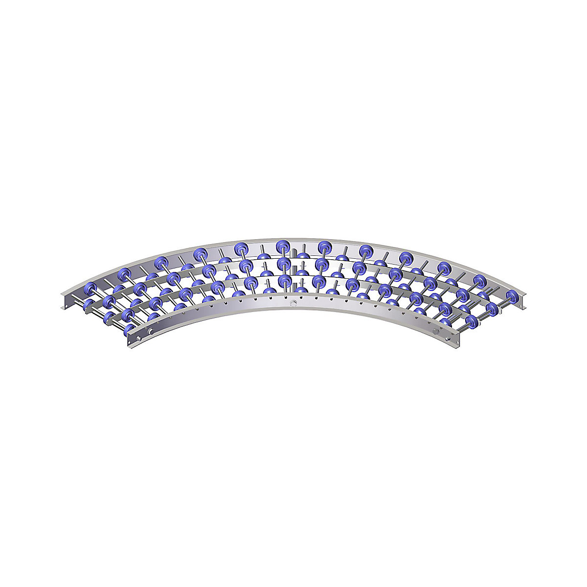 Curbă 90° – Gura, cadru oțel, role mici din plastic, lățime cale 300 mm, distanță între axe 75 mm-0