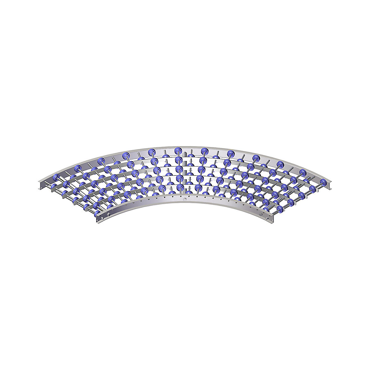 Curbă 90° – Gura, cadru oțel, role mici din plastic, lățime cale 500 mm, distanță între axe 75 mm-0