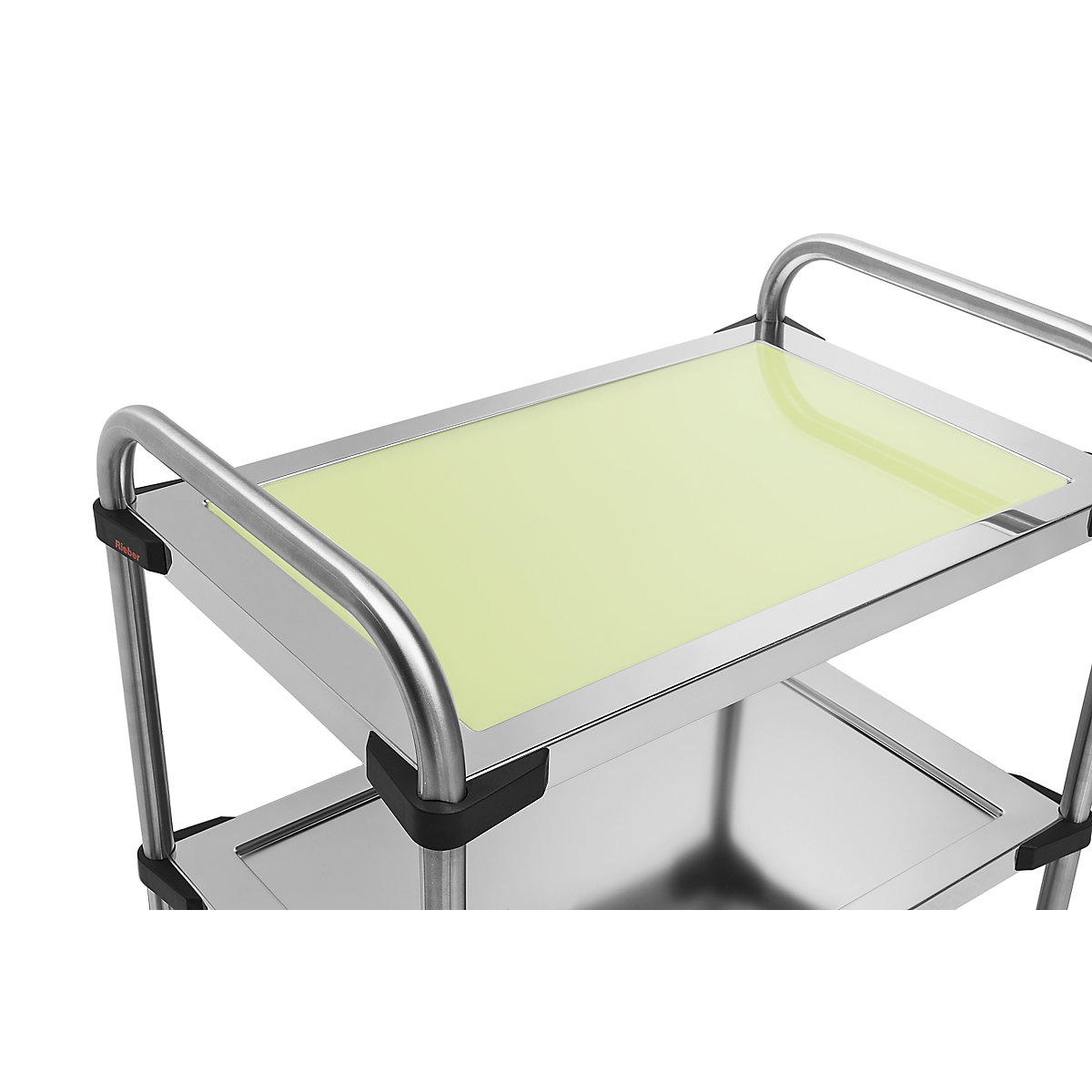 Poliță pentru cărucior din inox pentru servire 640-RL, din sticlă, verde deschis-0