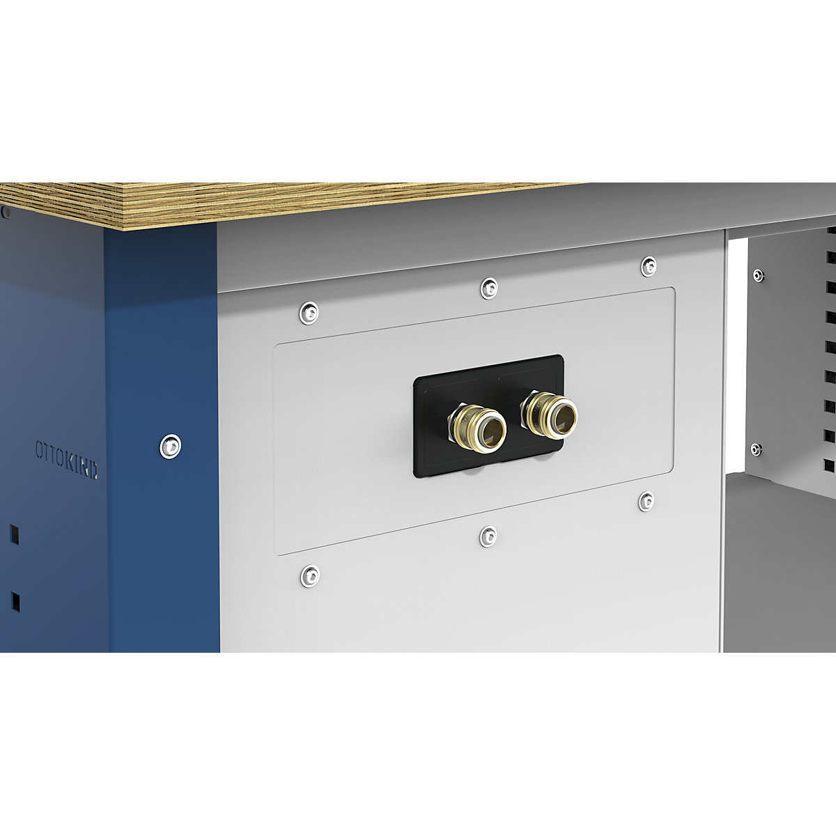 Caja de aire comprimido, con 2 conexiones incl. manguera, solo apta para bancos de trabajo con capacidad de carga de 2000 kg-0