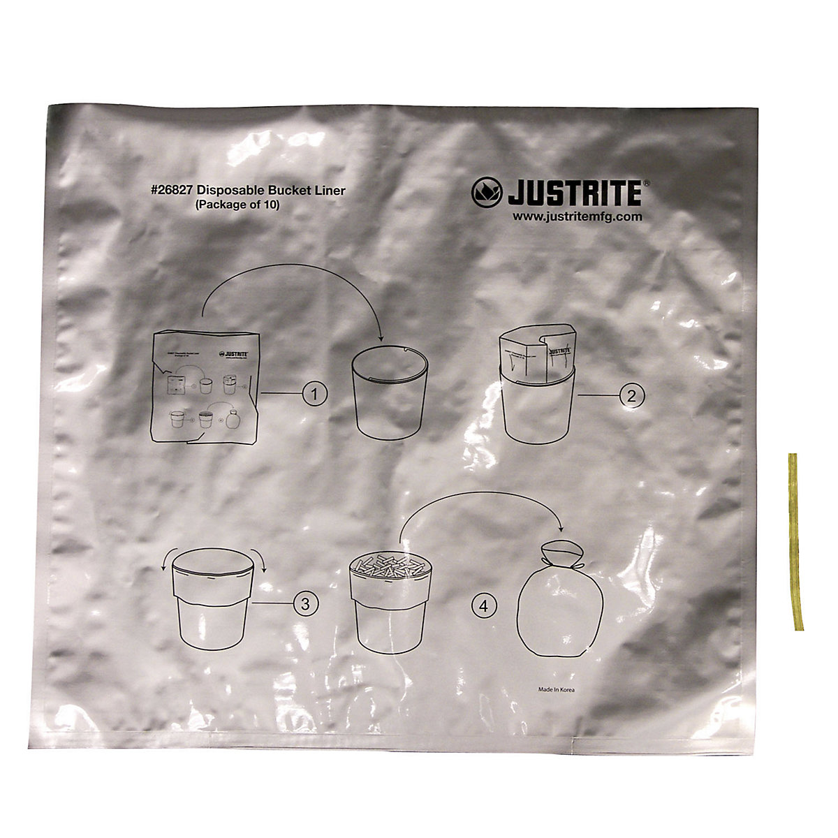 Sacs-poubelle spéciaux en aluminium pour cendrier sur pied – Justrite, capacité 17 l, h 457 mm, coloris aluminium, lot de 50-0