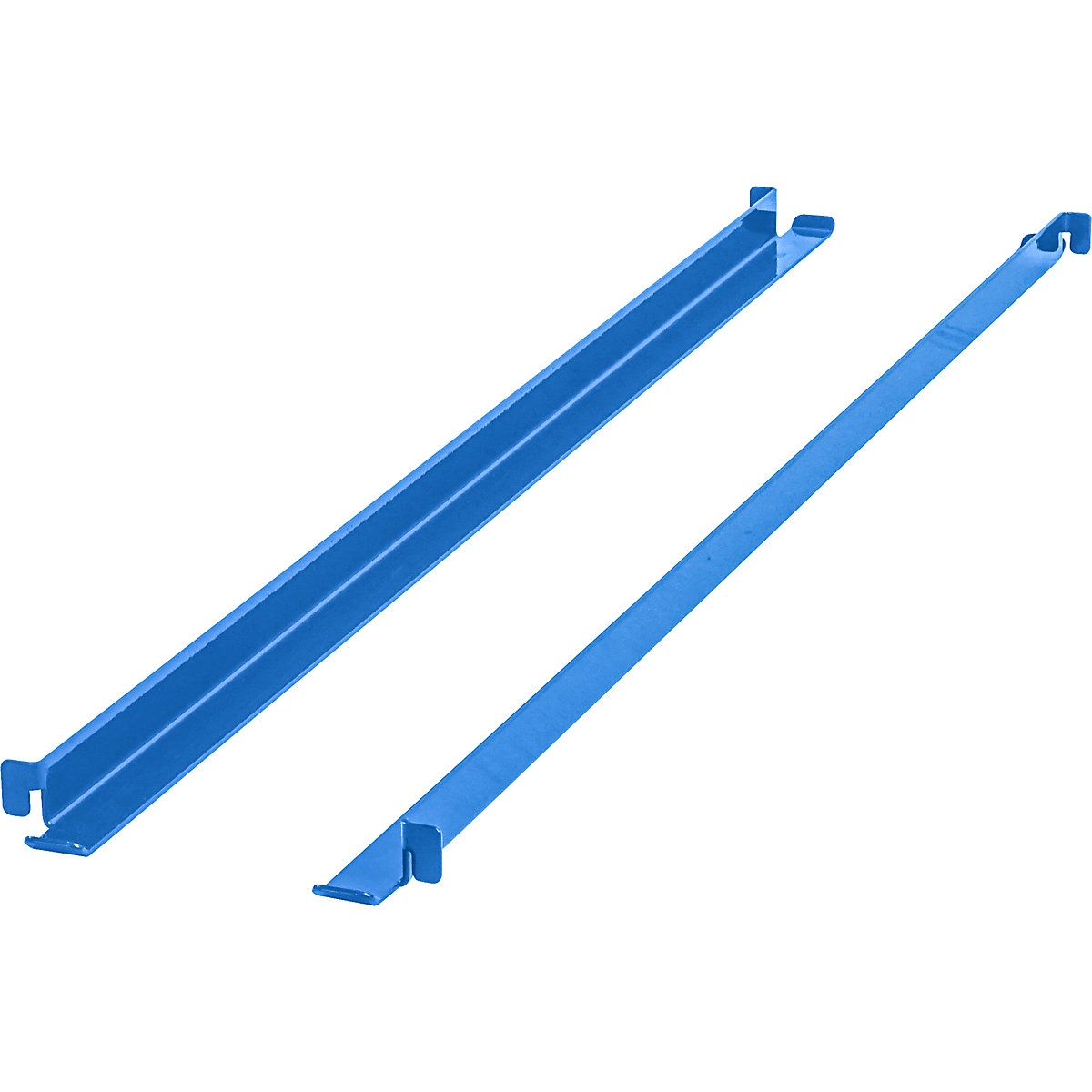 Binari di supporto CustomLine – eurokraft pro, lunghezza 818 mm, conf. da 2 pz., blu chiaro RAL 5012-0