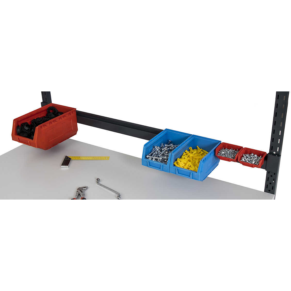 Listello di fissaggio per appendere le cassettine – eurokraft basic, per tavoli da lavoro modulari WT, per larghezza banco 1200 mm-0