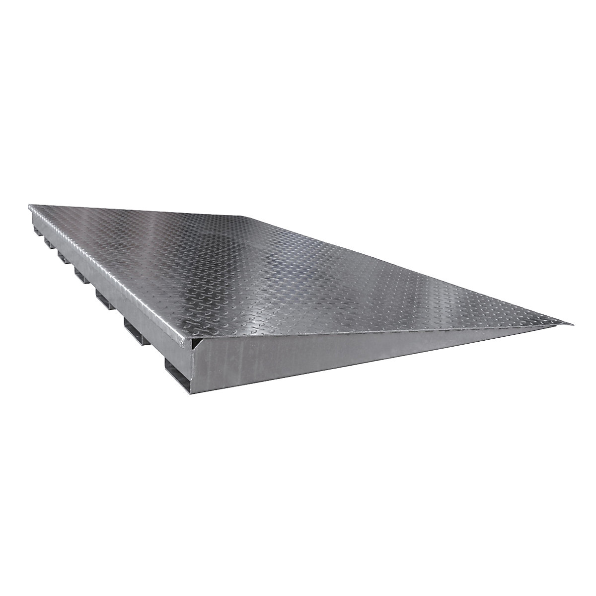 Rampa d'accesso per vasca piatta in acciaio, zincata – LaCont, profondità 1150 mm, carico ruote 500 kg, larghezza 1950 mm-0