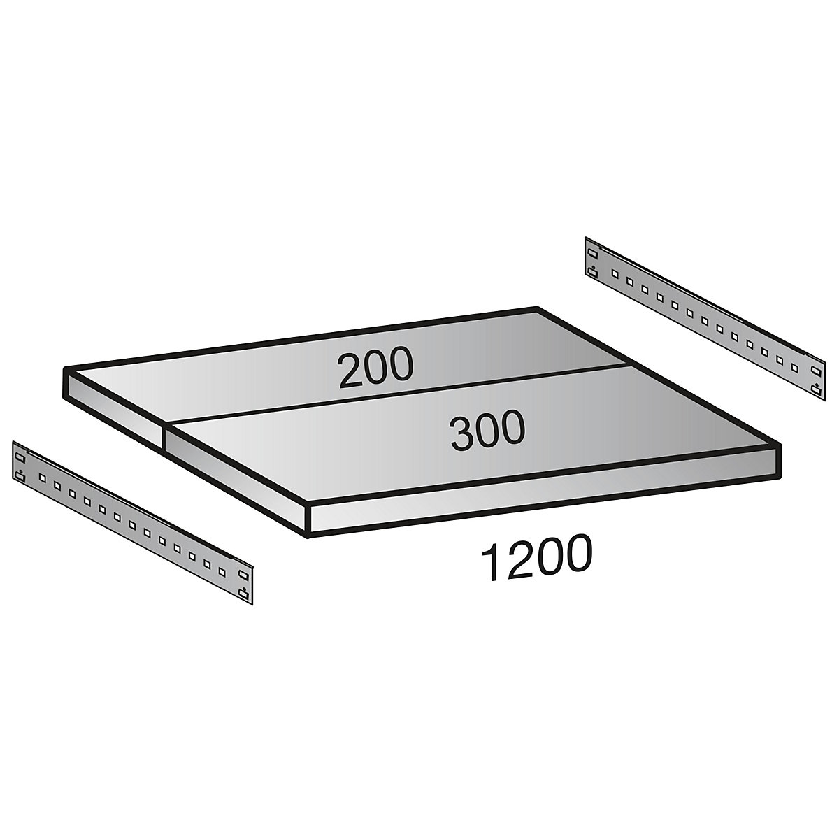 Ripiano per scaffale a innesto per industrie, larghezza ripiani 1200 mm, profondità 500 mm-0