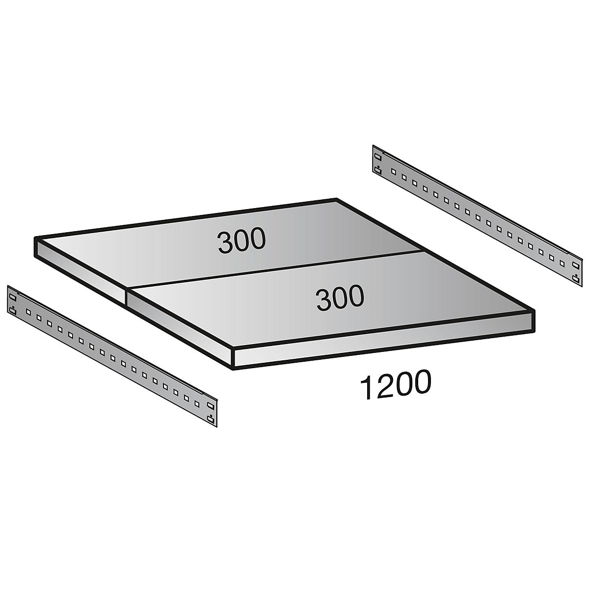 Ripiano per scaffale a innesto per industrie, larghezza ripiani 1200 mm, profondità 600 mm-0
