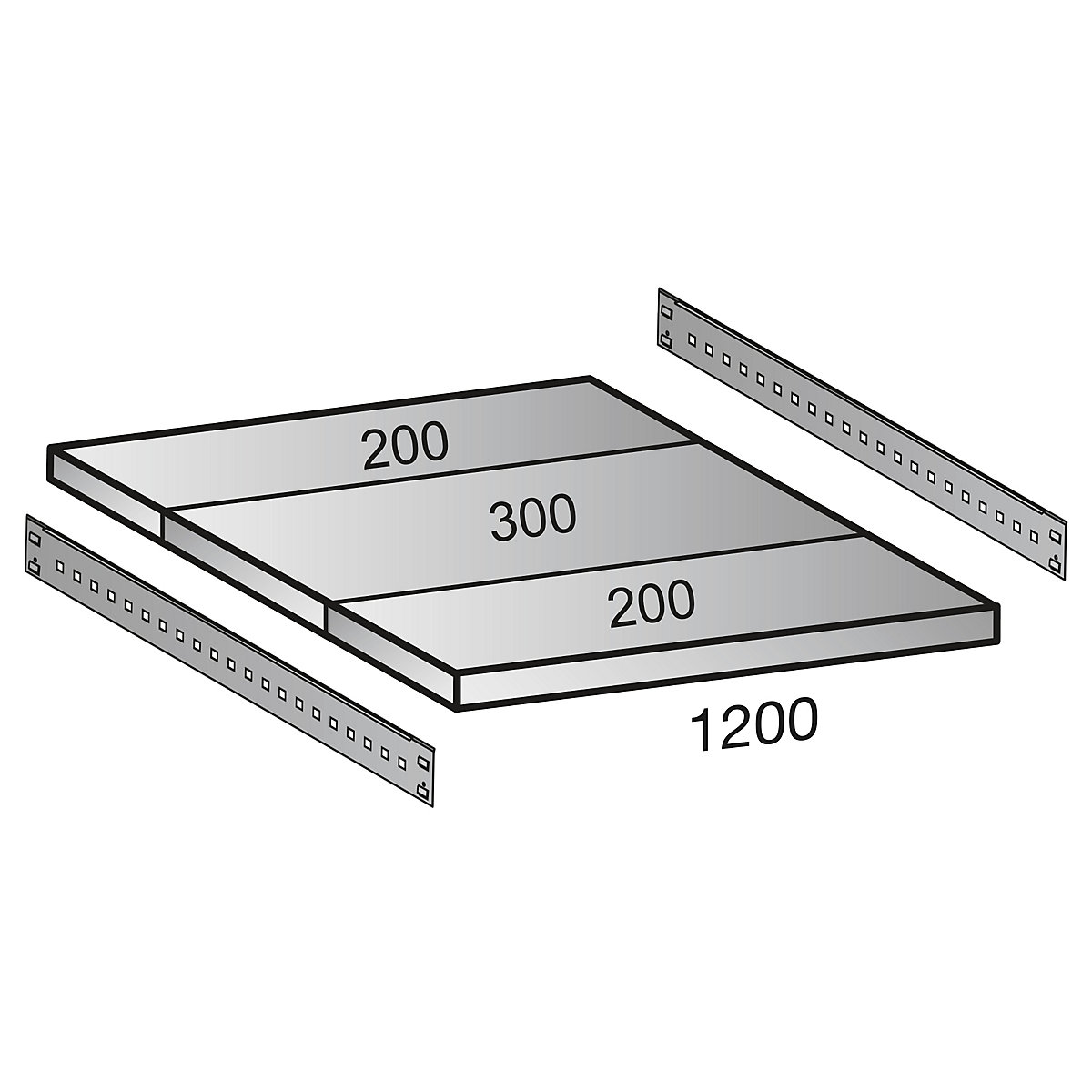 Ripiano per scaffale a innesto per industrie, larghezza ripiani 1200 mm, profondità 700 mm-0