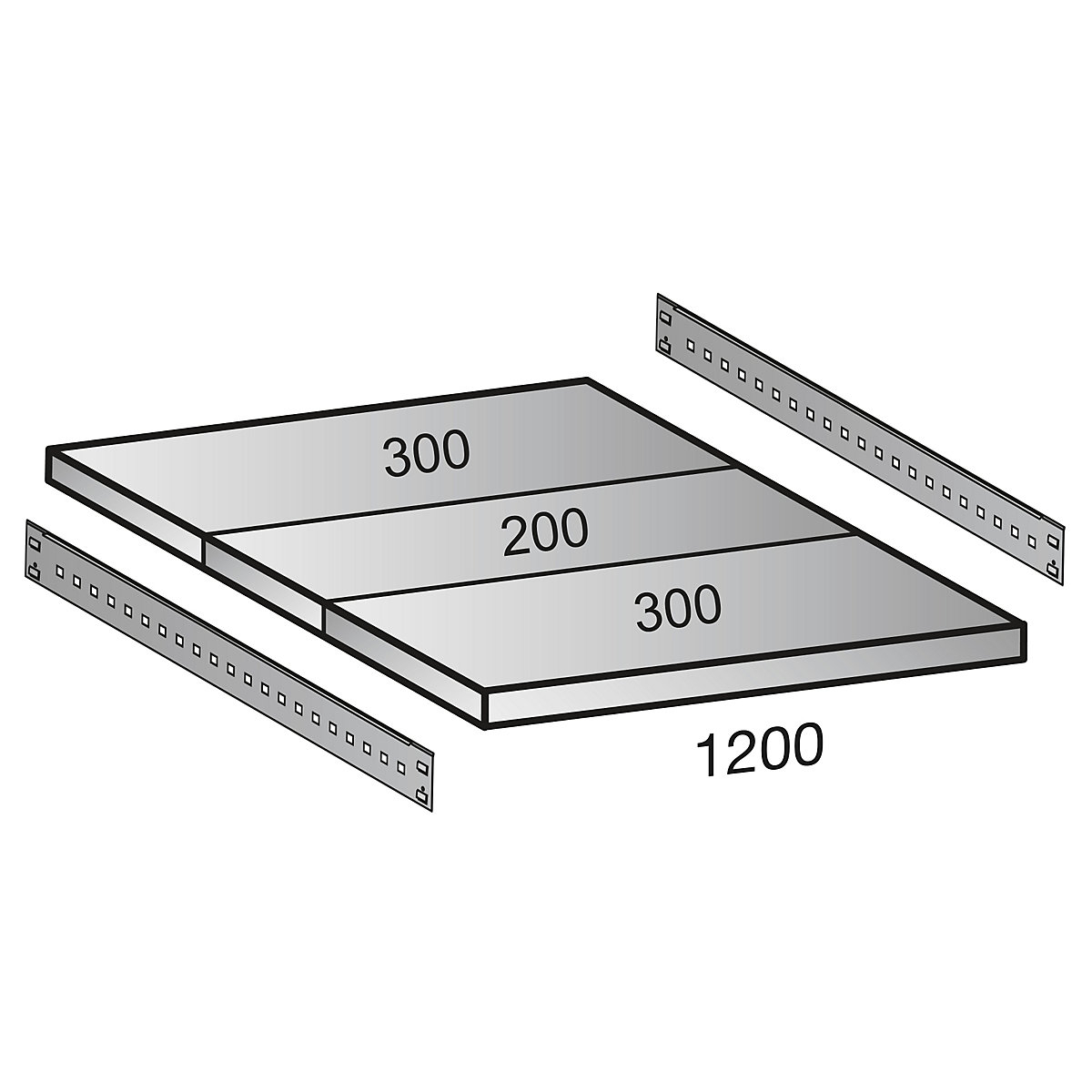 Ripiano per scaffale a innesto per industrie, larghezza ripiani 1200 mm, profondità 800 mm-0