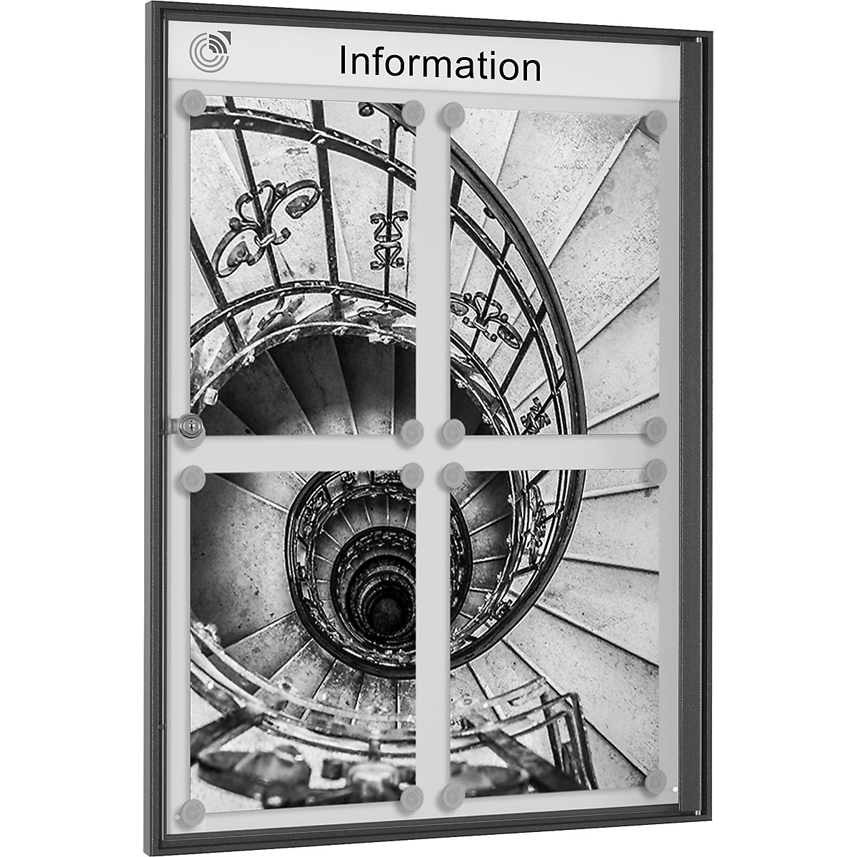 Bacheca METALLIC, formato verticale, per 4 x UNI A4-0