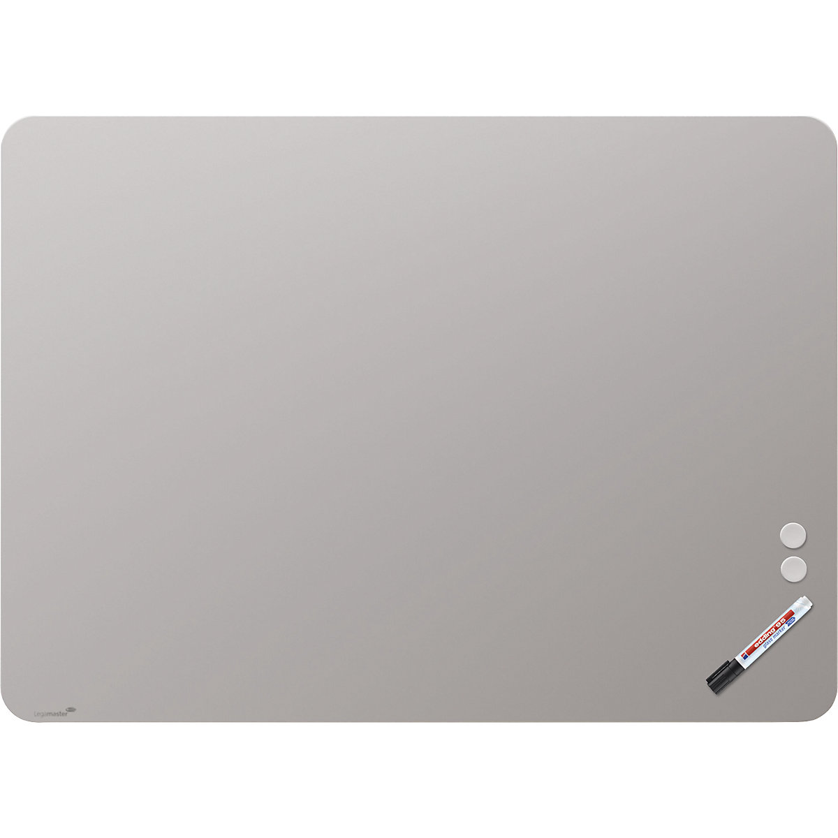 Lavagna in vetro opaco, angoli arrotondati – Legamaster, vetro di sicurezza, largh. x alt. 1200 x 900 mm, grigio caldo-0