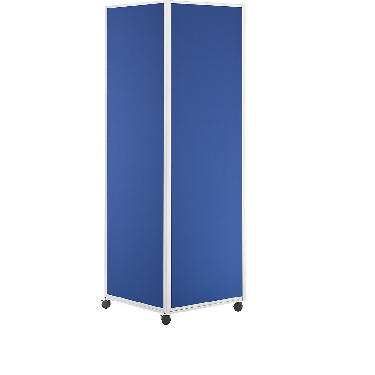Colonnina informativa su rotelle – eurokraft basic, con 4 rotelle pivottanti doppie con fermo, superficie in tessuto, blu-0