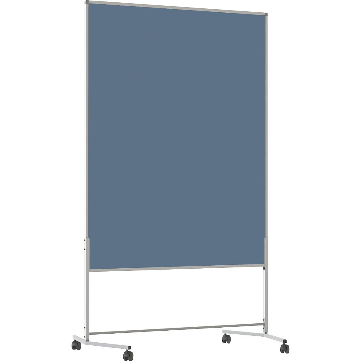 Lavagna per presentazioni, con rotelle – eurokraft basic, rivestimento in tessuto / lavagna bianca, largh. x alt. 1200 x 1500 mm, grigio-azzurro scuro-0
