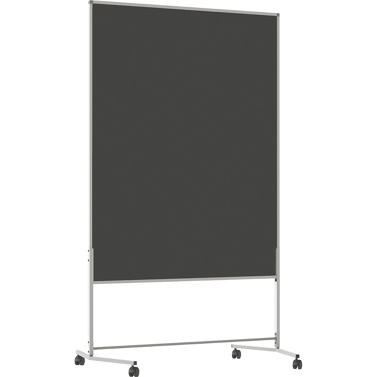 Lavagna per presentazioni, con rotelle – eurokraft basic, rivestimento in tessuto / lavagna bianca, largh. x alt. 1200 x 1500 mm, antracite-0