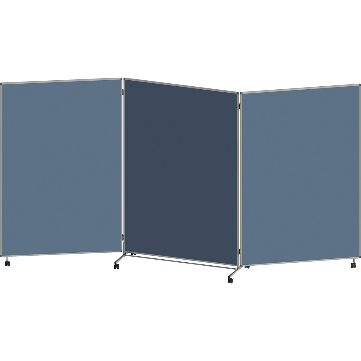 Lavagna per presentazioni, pieghevole e mobile – eurokraft basic, alt. x largh. x prof. 1905 x 3640 x 500 mm, grigio-azzurro scuro-0
