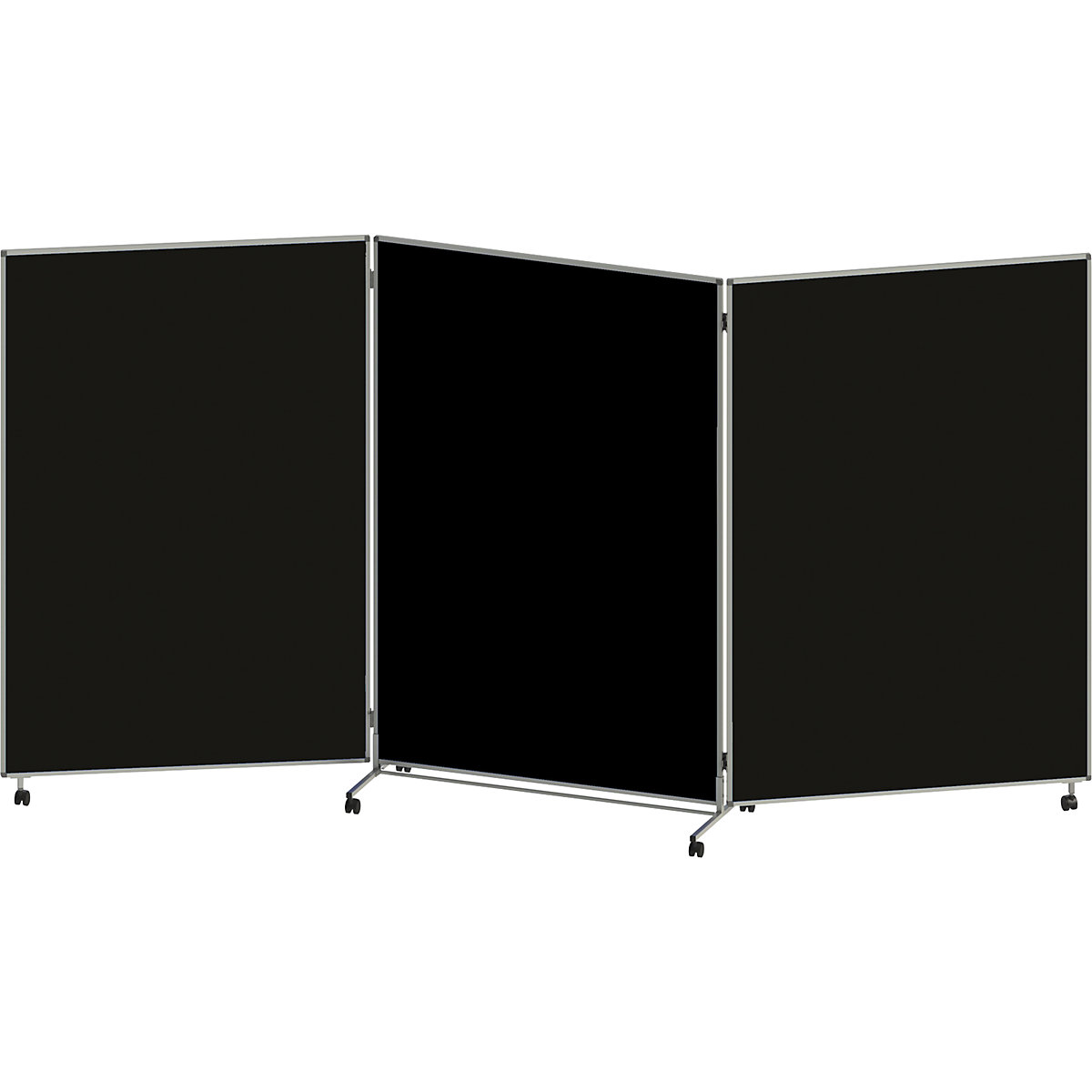 Lavagna per presentazioni, pieghevole e mobile – eurokraft basic, alt. x largh. x prof. 1905 x 3640 x 500 mm, nero-0