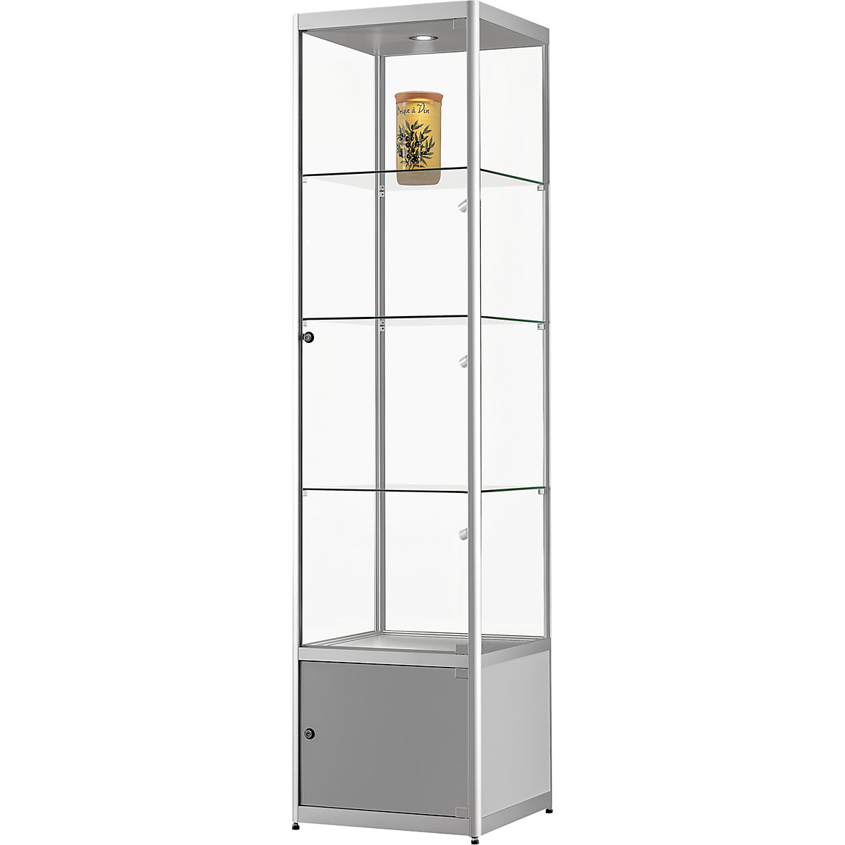 Vetrinetta, altezza 2000 mm, illuminazione a LED, Ø paralume 35 mm, largh. x prof. 500 x 500 mm, con armadietto-0