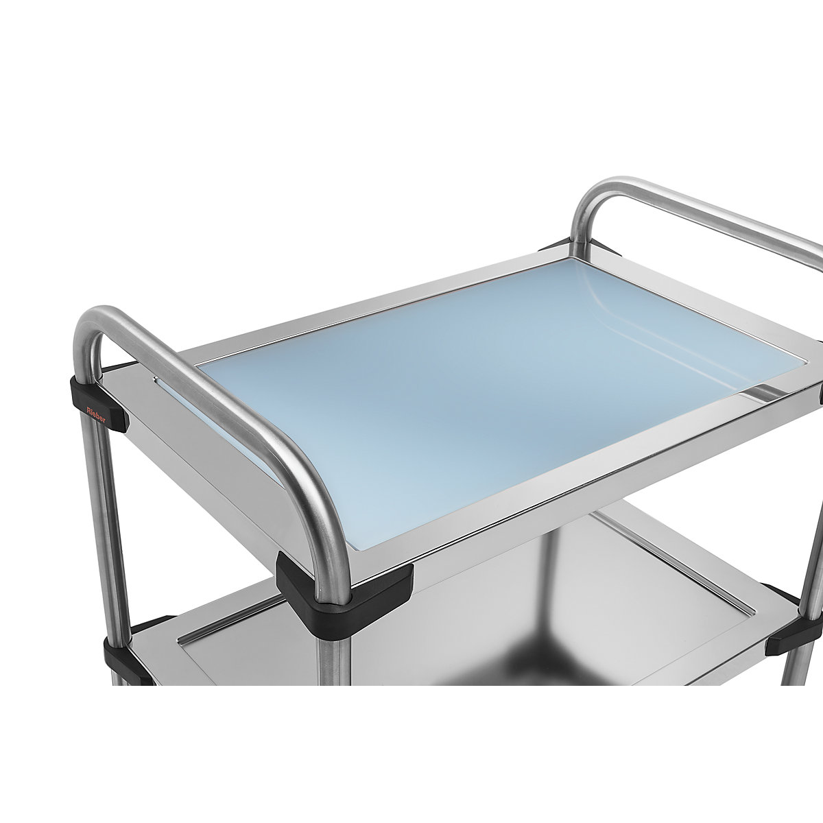 Ripiano per carrello di servizio in acciaio inox 640-RL, in vetro, blu scuro-0