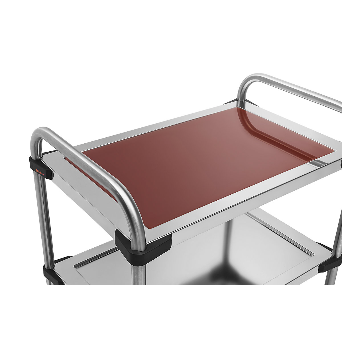 Ripiano per carrello di servizio in acciaio inox 640-RL, in vetro, rosso scuro-0