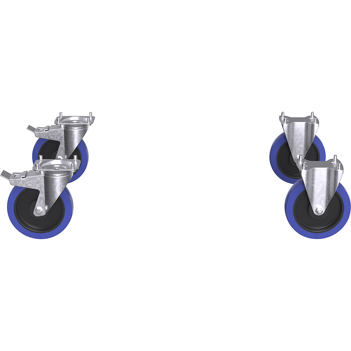 Set di ruote per carrelli di montaggio e carrelli a ripiani CustomLine – eurokraft pro (Foto prodotto 2)-1