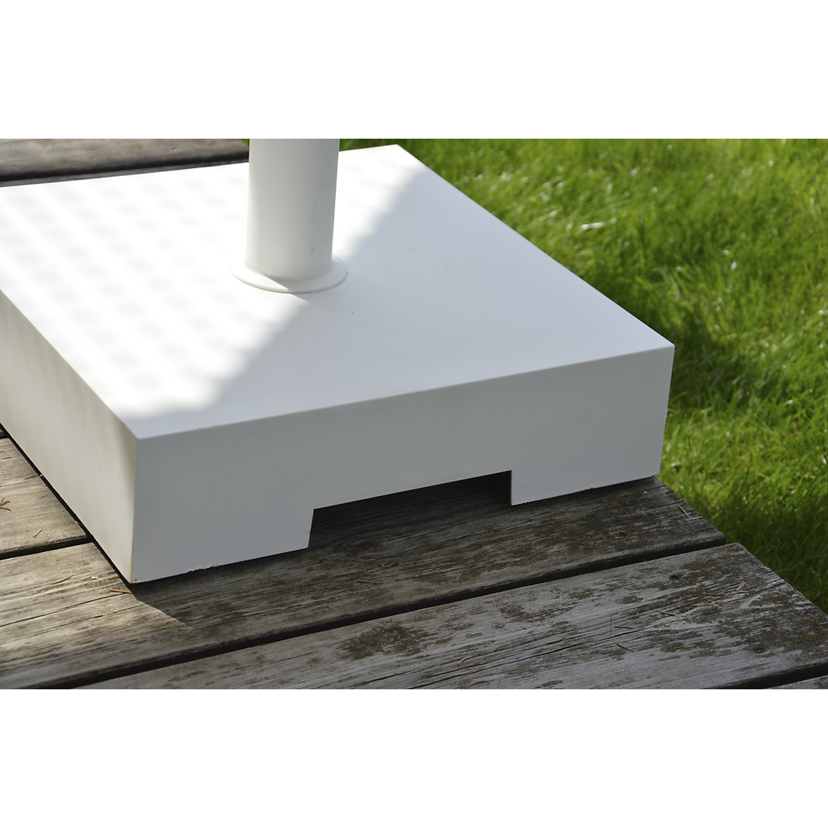 Base per ombrellone con rullo, alt. x largh. x prof. 100 x 400 x 400 mm, per aste con Ø di 21 – 54 mm, bianco-0