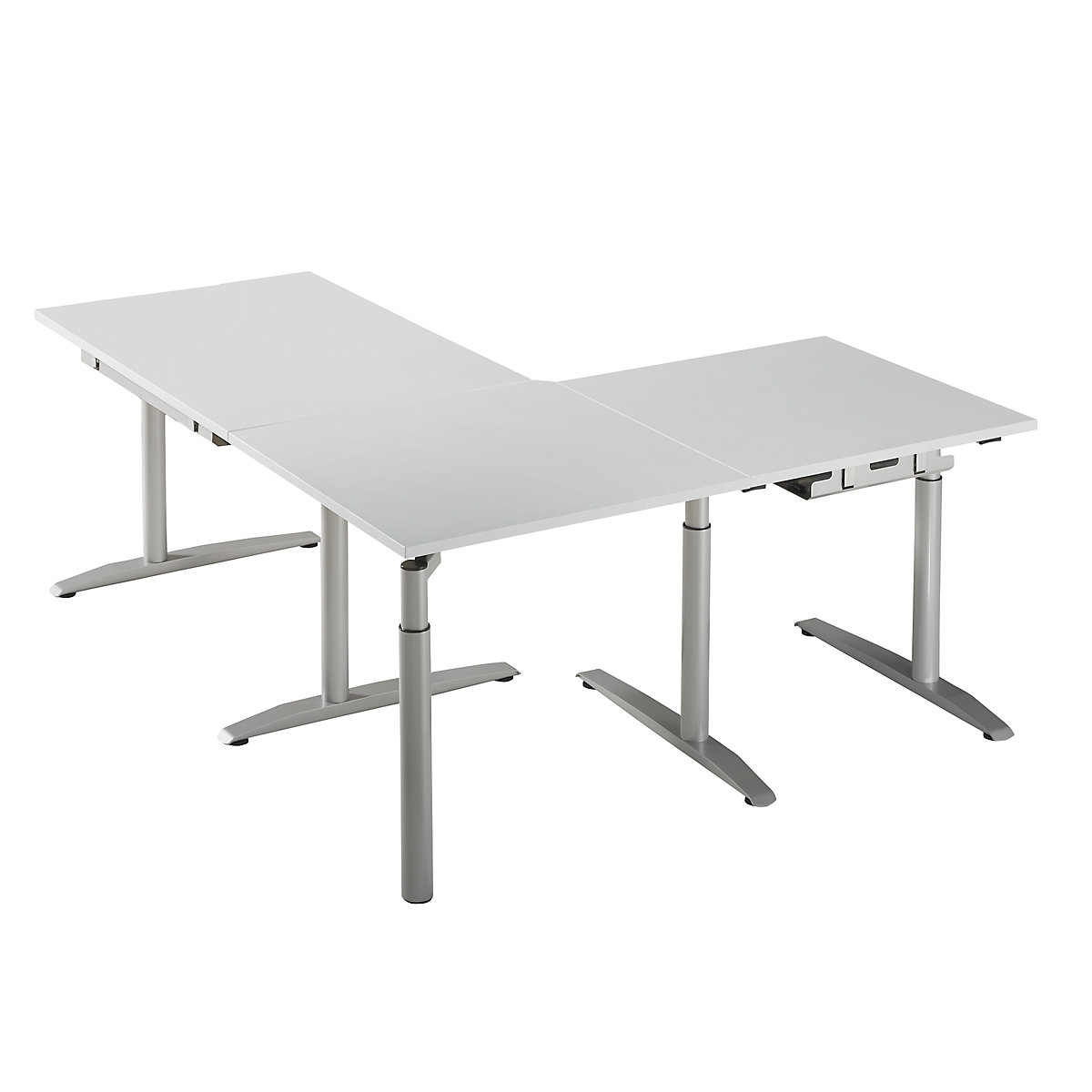 Elemento di raccordo, altezza regolabile 680 – 820 mm HANNA, 90°, con basamento, grigio chiaro-0