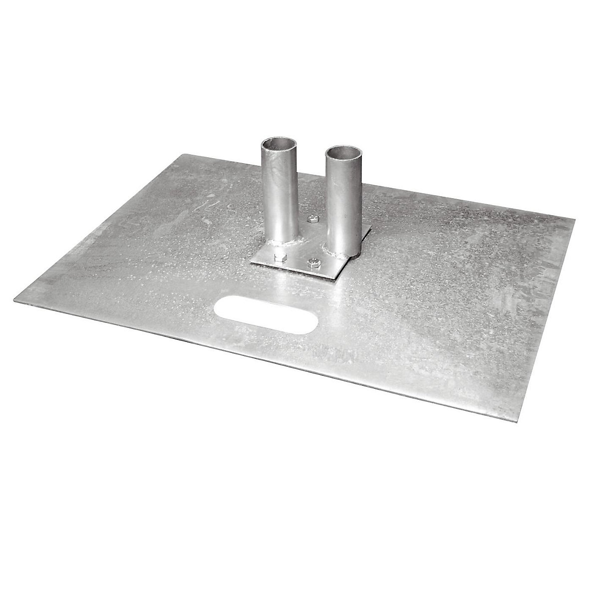 Piastra di base in acciaio, zincata – Schake, per recinzione mobile, lunghezza x larghezza 700 x 500 mm-0
