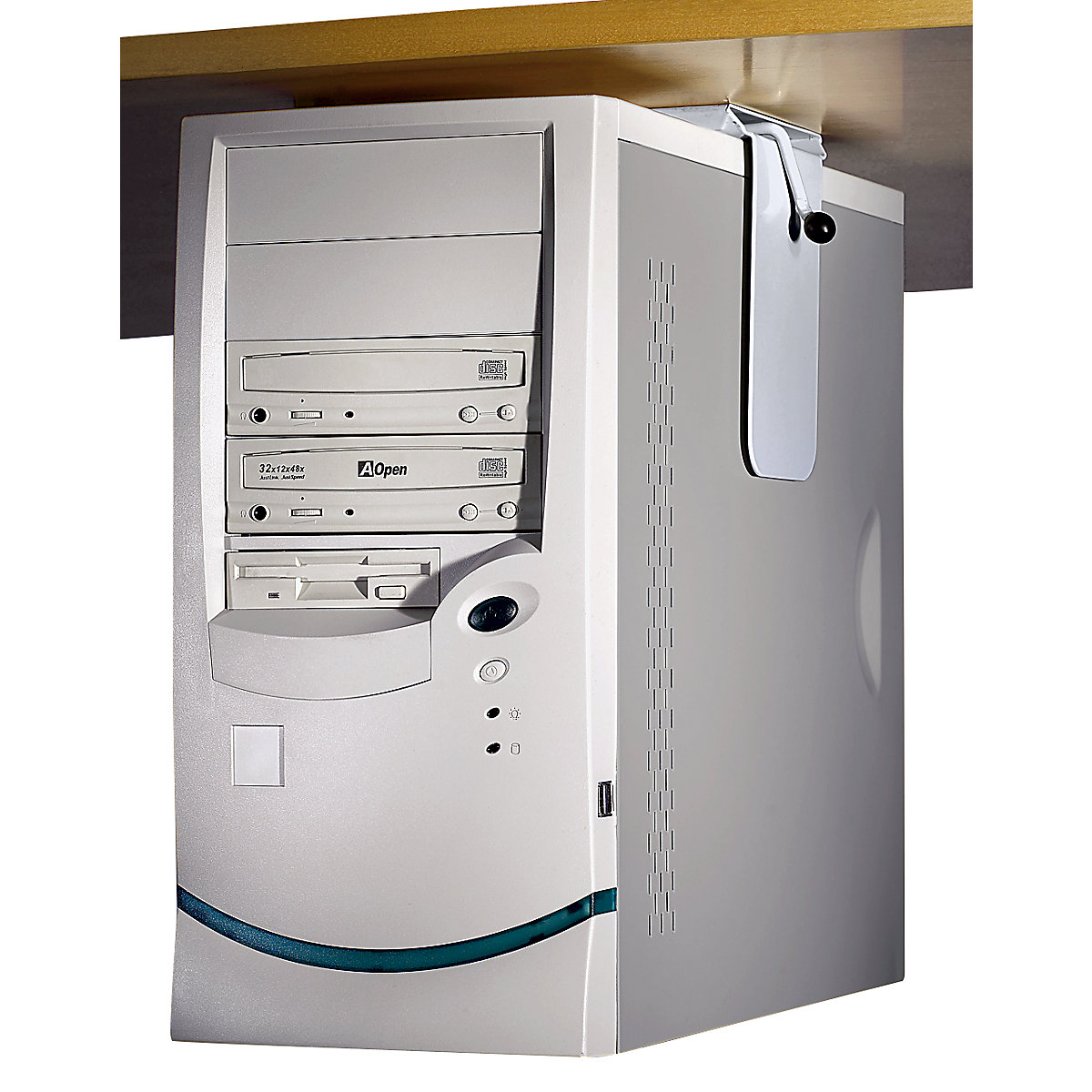 Supporto per CPU da montare sotto il piano del tavolo – Twinco, carico max. 40 kg, argento-0