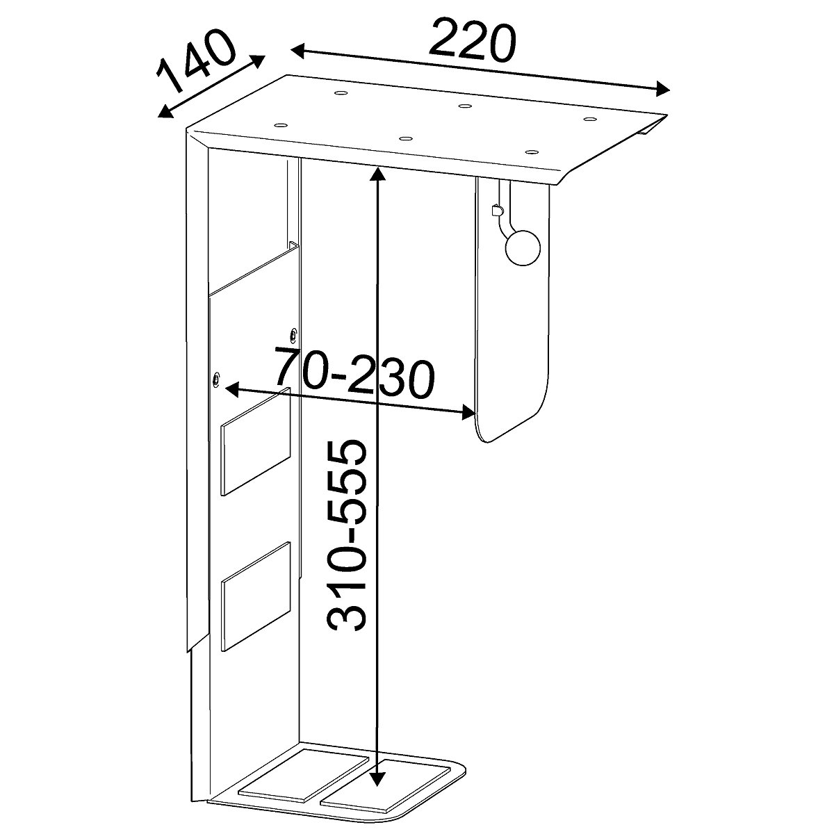 PC holder for mounting under tabletop – Twinco (Product illustration 3)-2