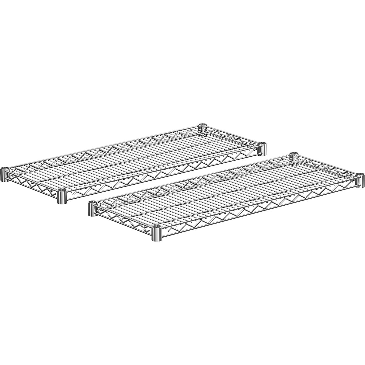 Shelf for steel mesh shelf unit, chrome plated