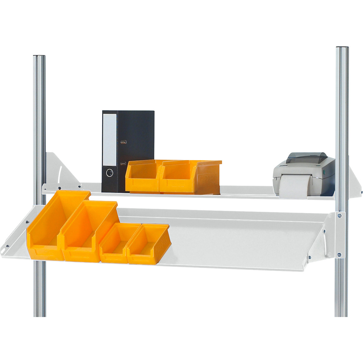 Metal shelf, inclined – RAU, for installation on RAU system supports, WxDxH 750 x 300 x 160 mm-0