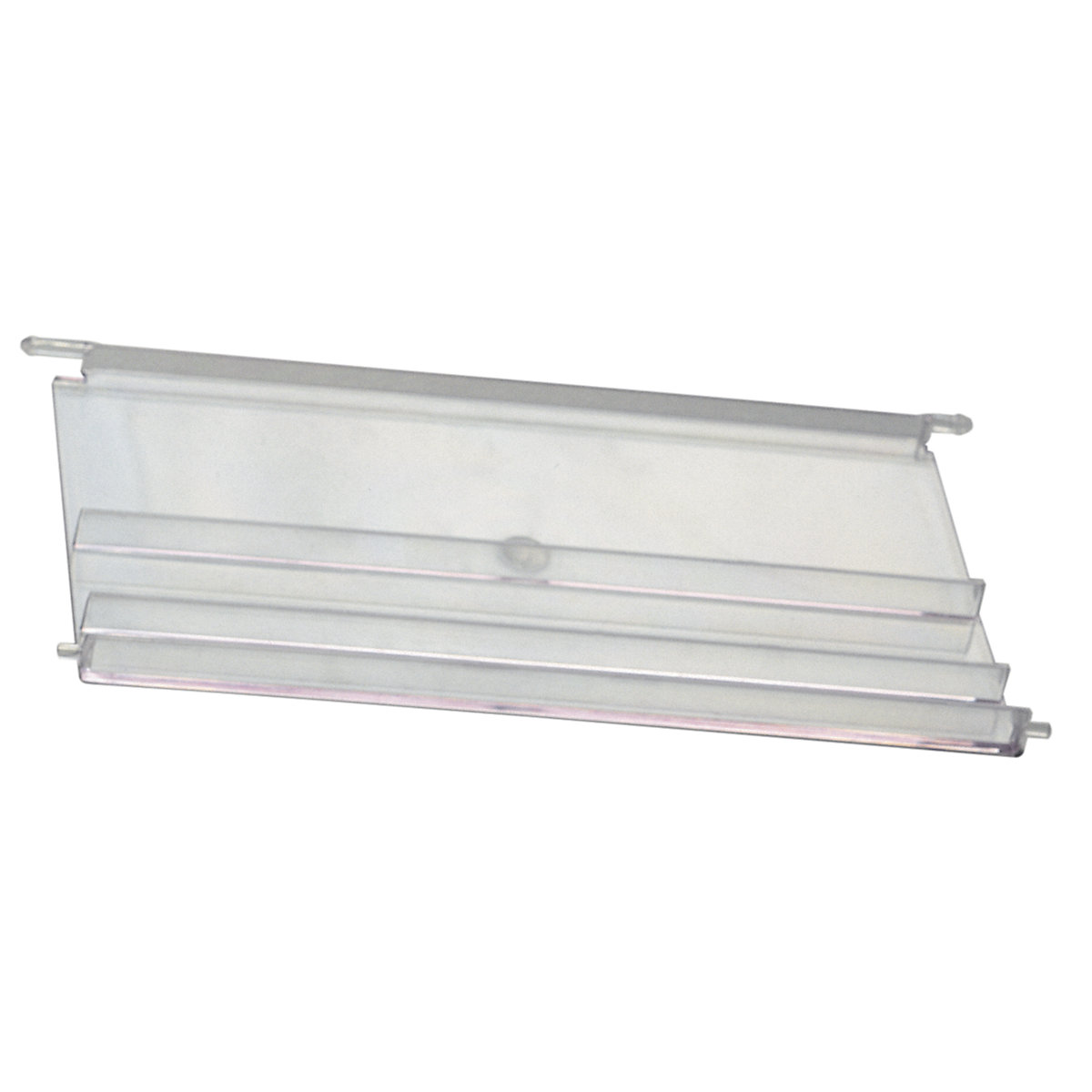 Transparent flap for open fronted storage bin