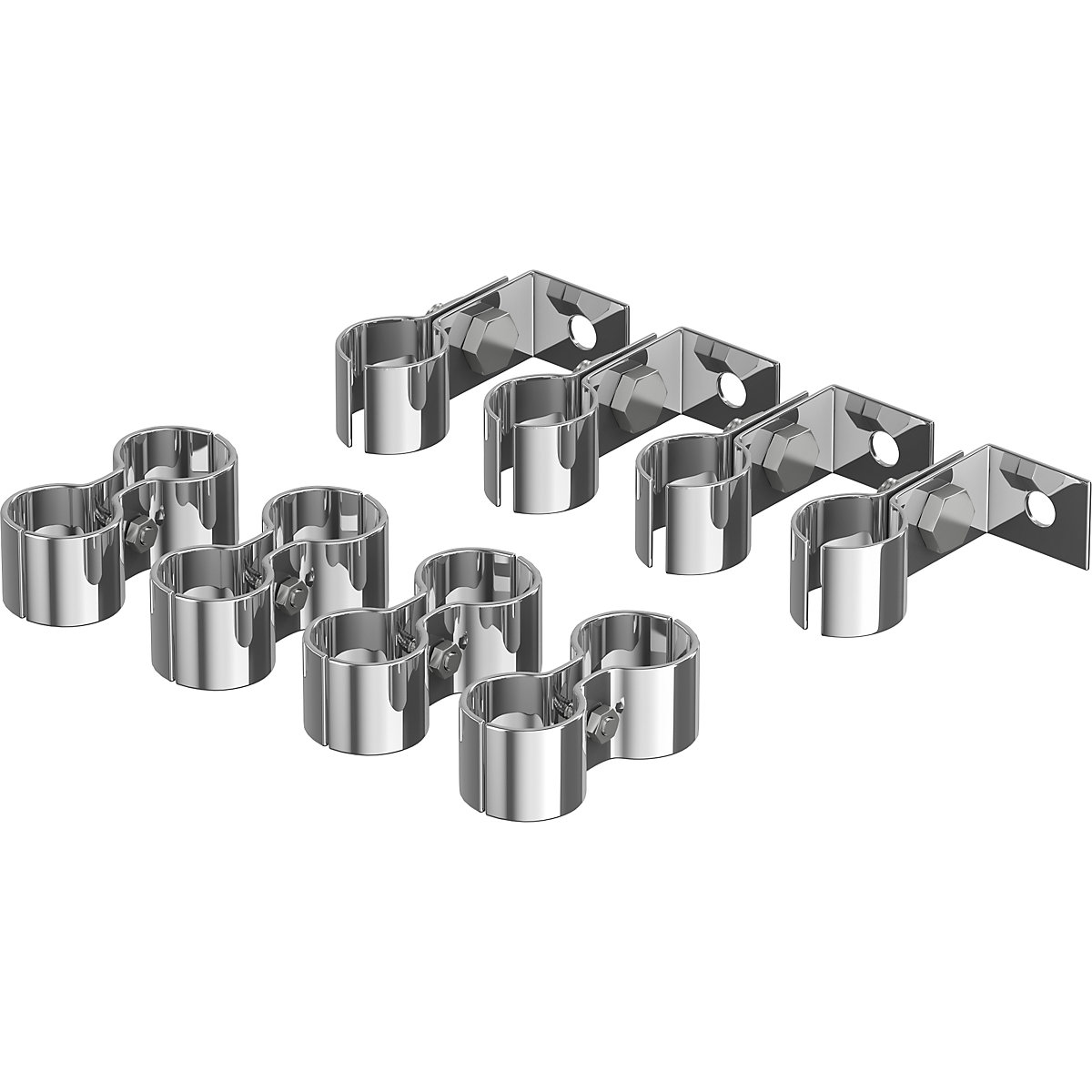 Conjunto de grampos de união e fixações de parede