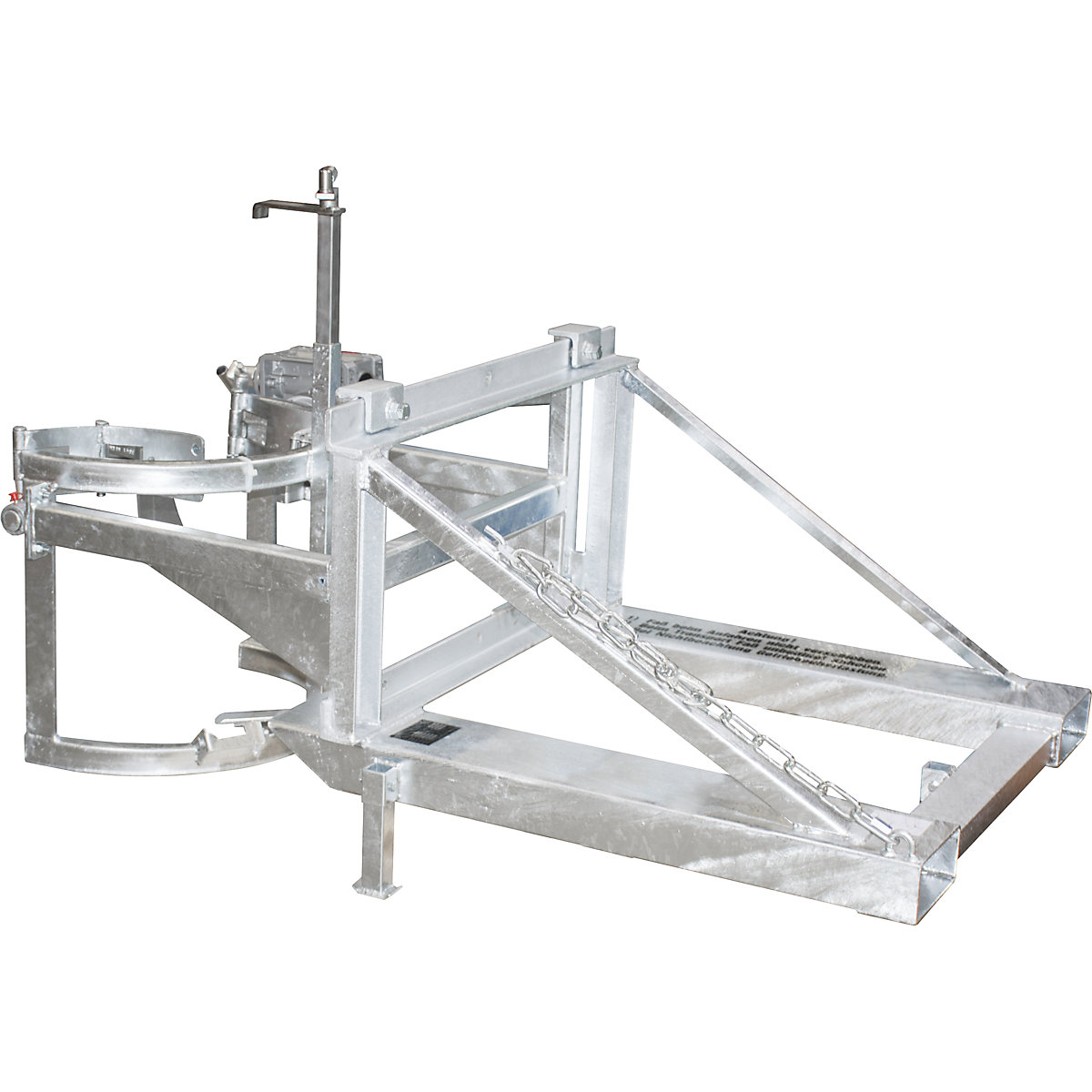 Basculador para bidões – eurokraft pro, com dispositivo rotativo e manivela, galvanizado-0