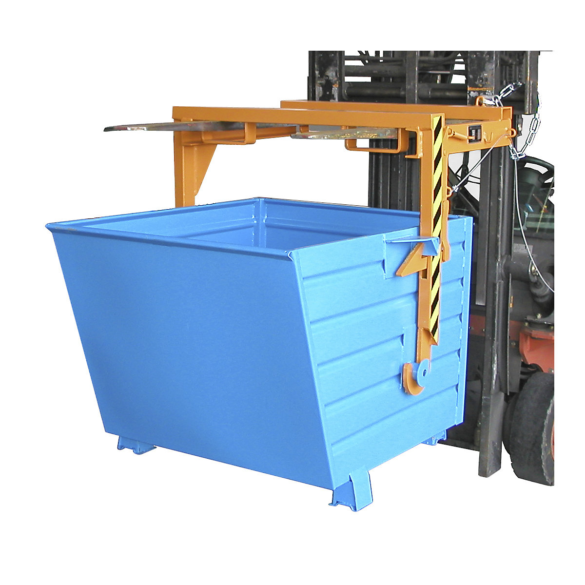 Travessa para empilhadoras para recipientes basculantes e empilháveis – eurokraft pro, impróprio para gruas, capacidade de carga 2000 kg, para recipientes com 0,9 m³-0
