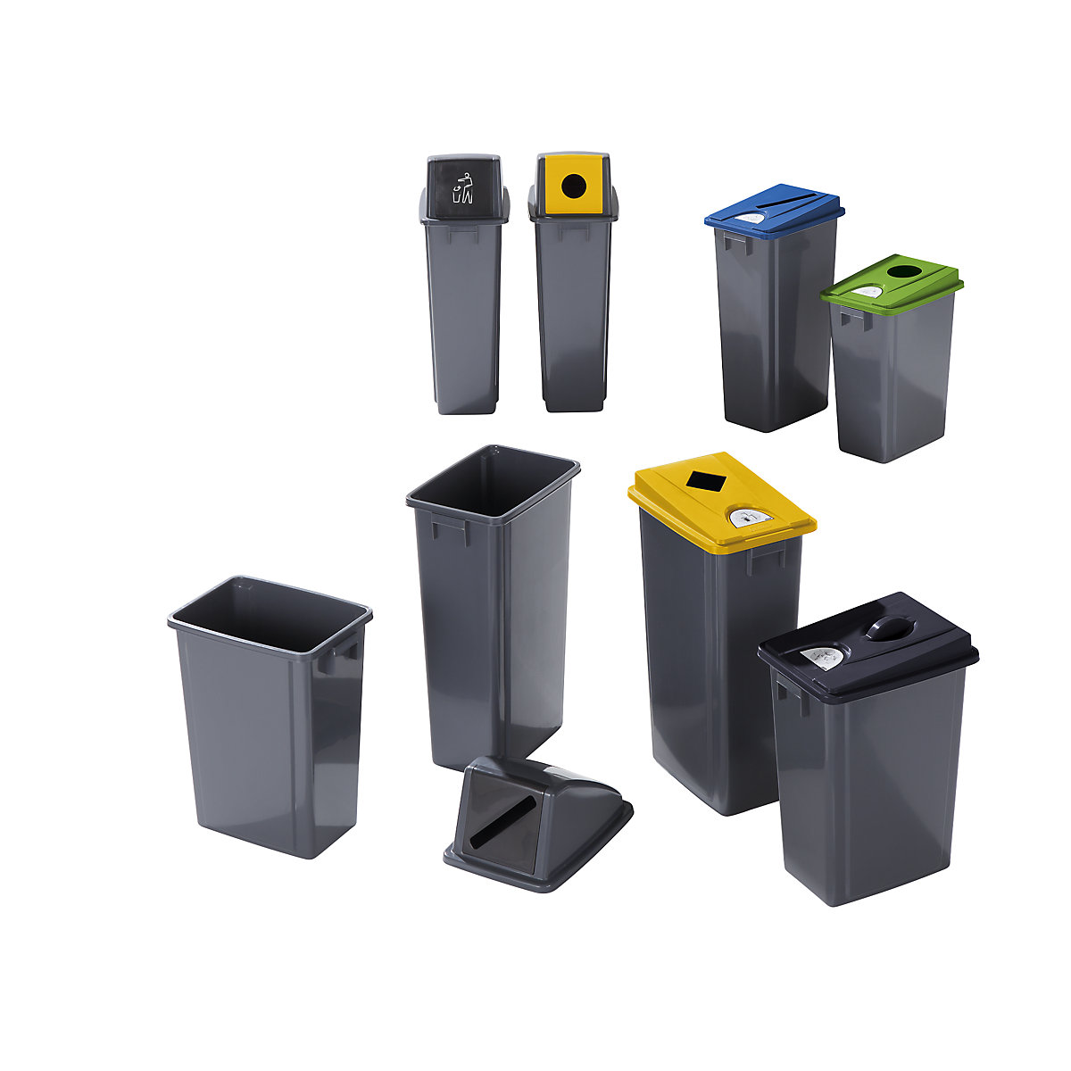 Robuuste verzamelbak voor recyclebaar materiaal met deksel (Productafbeelding 3)-2