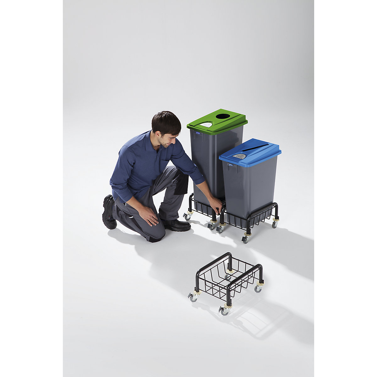 Robuuste verzamelbak voor recyclebaar materiaal met deksel (Productafbeelding 3)-2