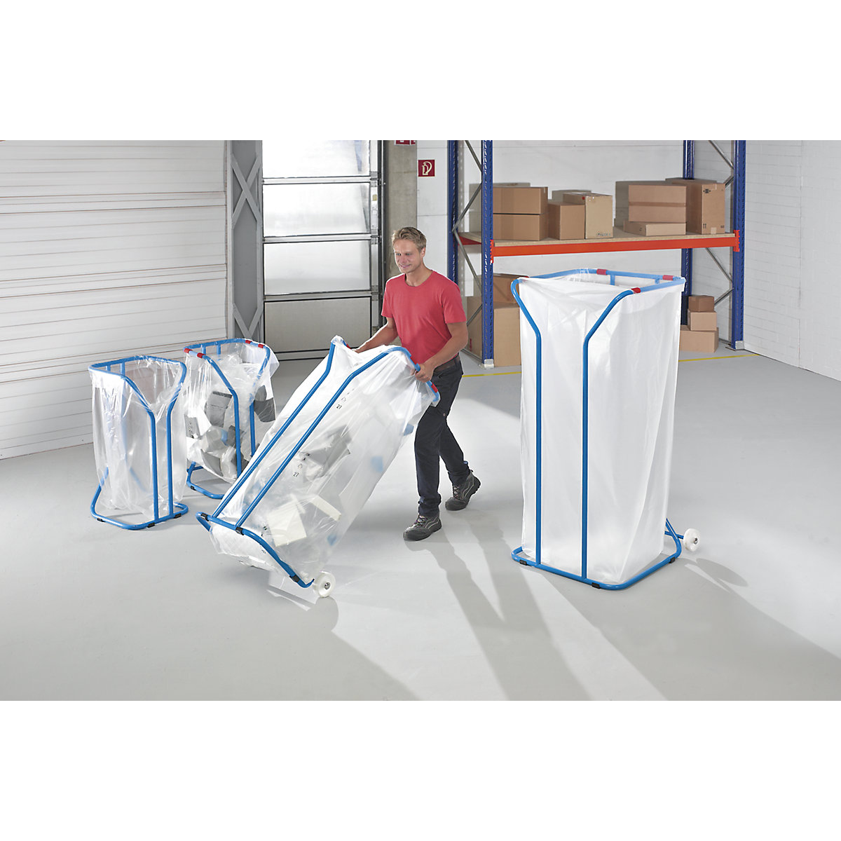 Afvalzakhouder voor grote volumes aan kringloopmateriaal, staal – eurokraft pro (Productafbeelding 2)-1