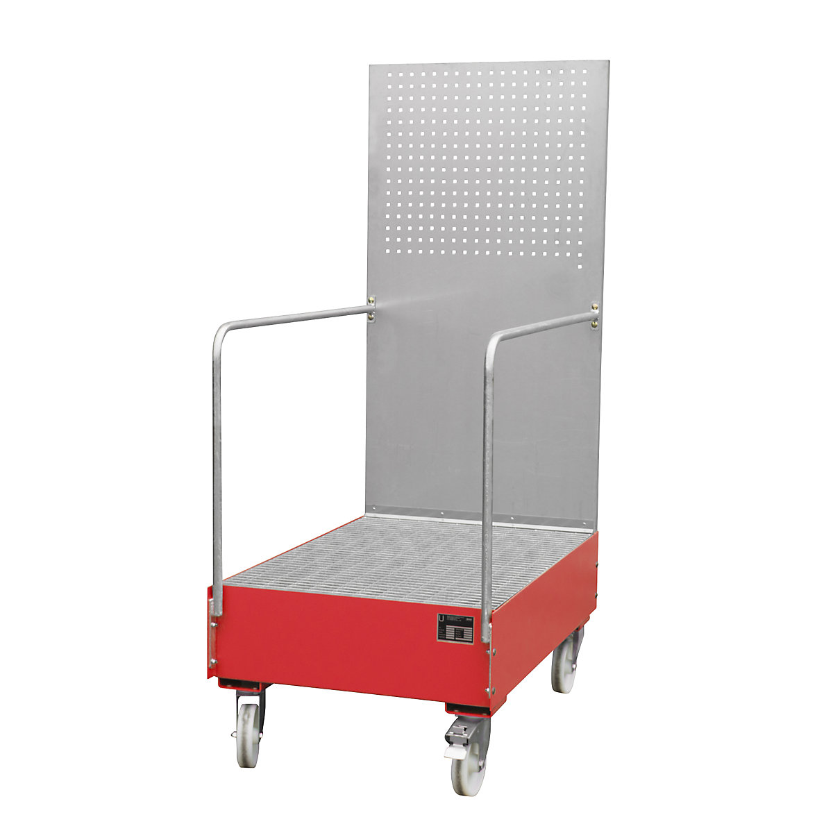 Vasca di raccolta con rotelle con parete forata – eurokraft pro