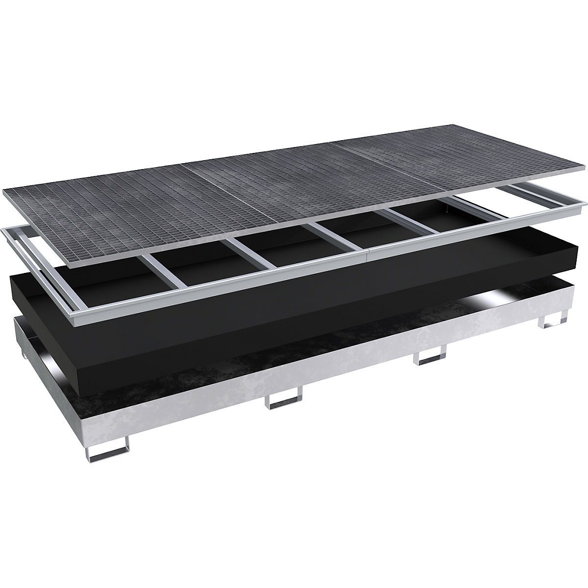 Vasca di raccolta per scaffali con inserto in PE – eurokraft pro (Foto prodotto 3)-2