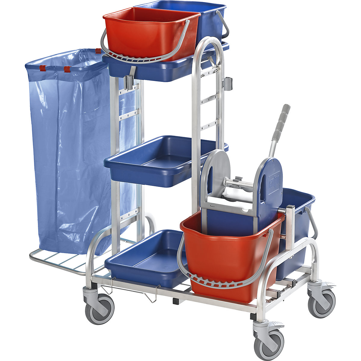 Carrello per pulizie in acciaio inox - eurokraft pro