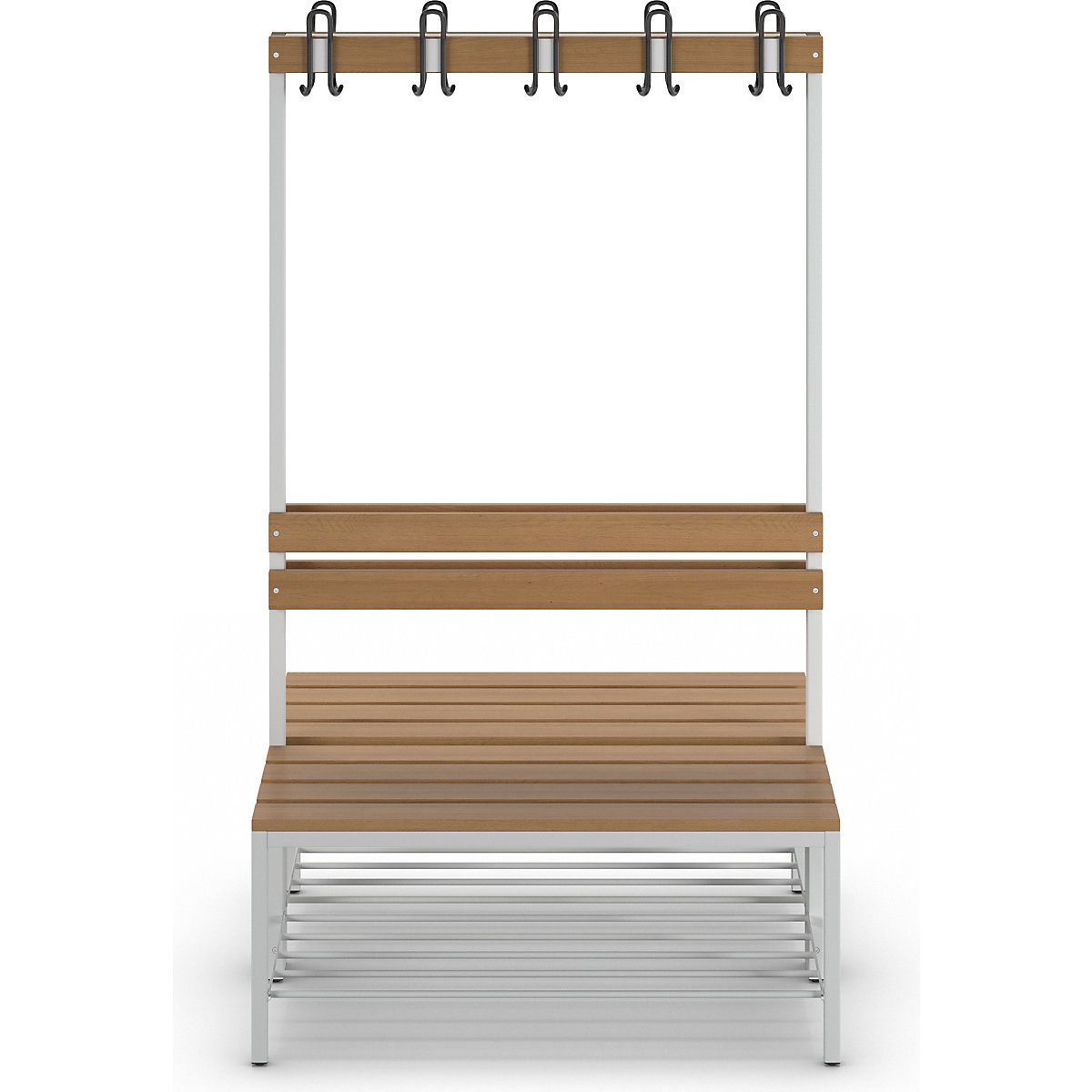 Bancă dublă de vestiar, cu spătar – eurokraft basic (Imagine produs 7)-6