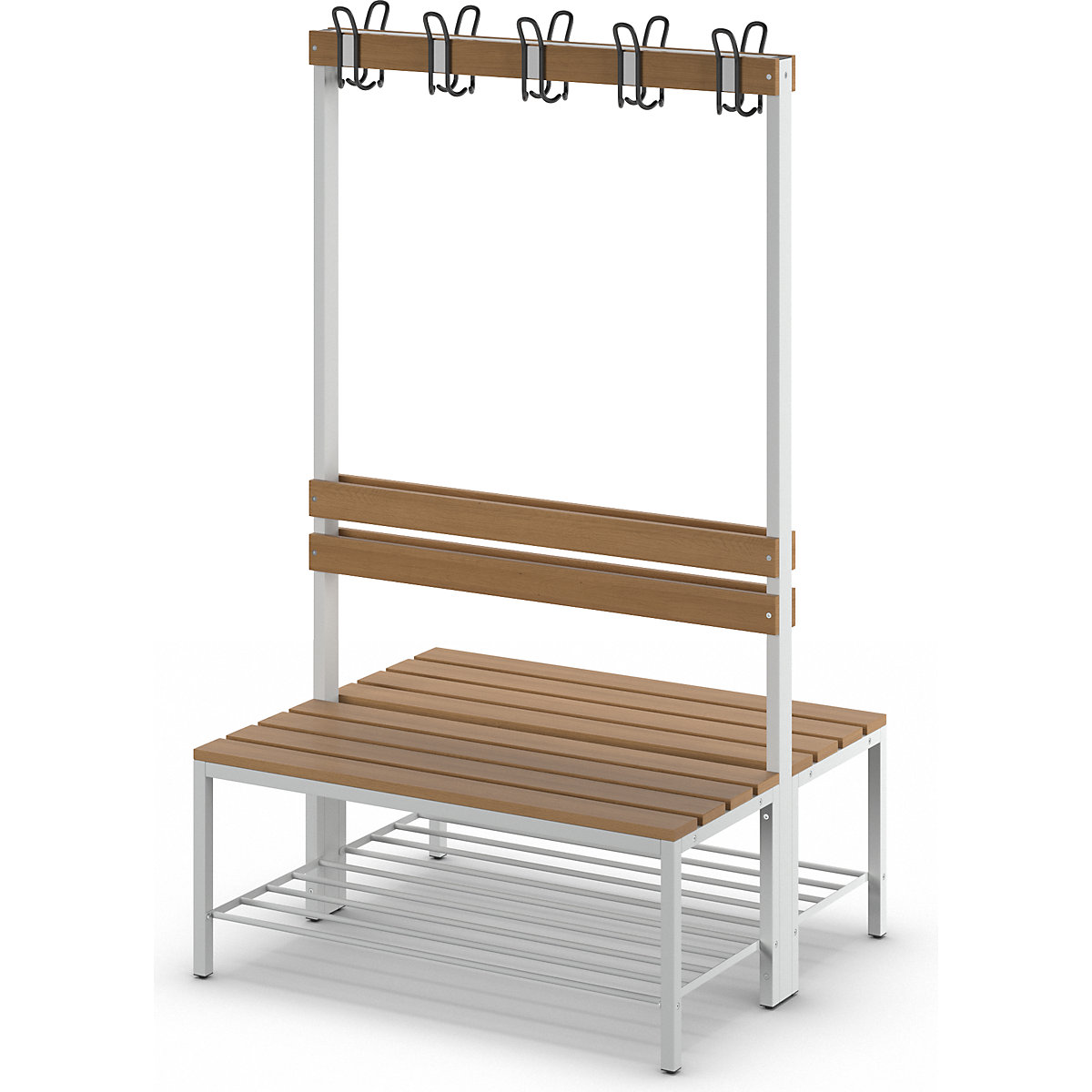 Bancă dublă de vestiar, cu spătar – eurokraft basic (Imagine produs 10)-9