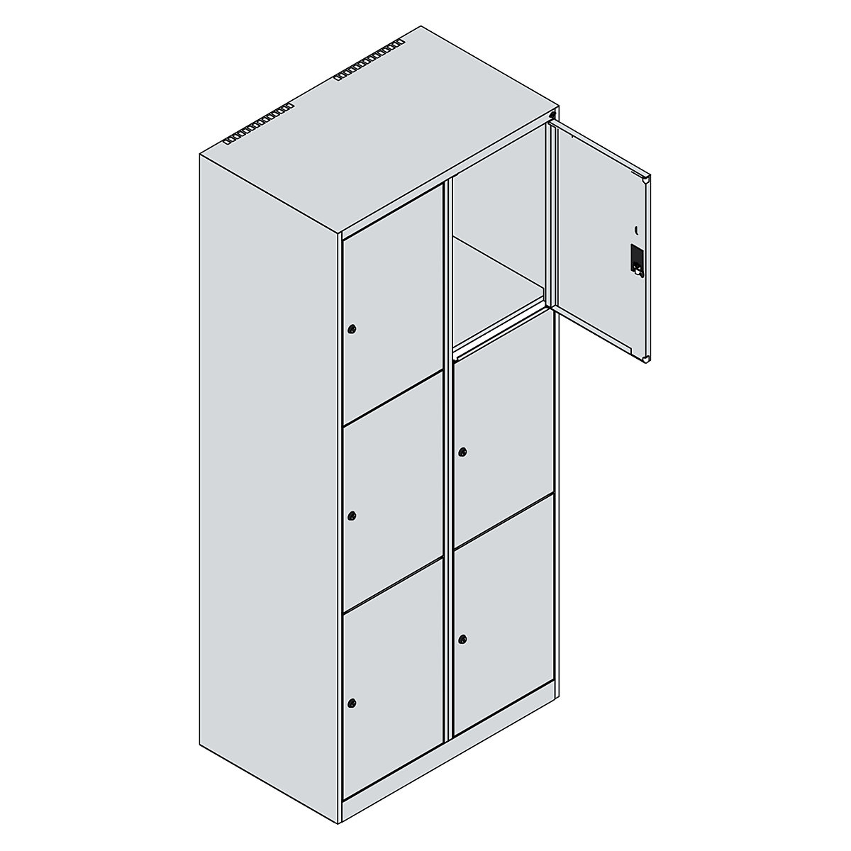 Dulap cu 3 compartimente cu încuietoare Classic PLUS – C+P (Imagine produs 3)-2